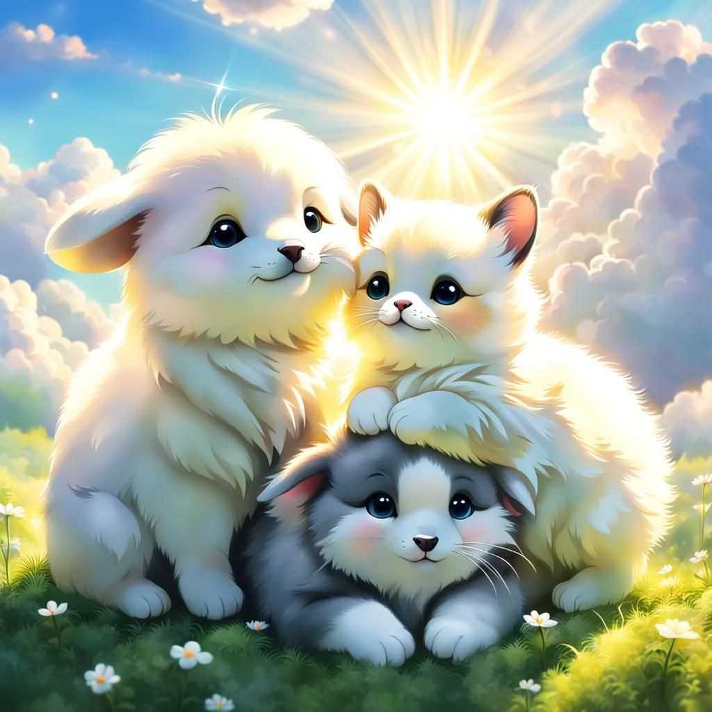 Cute Animals in Divine Sunshine