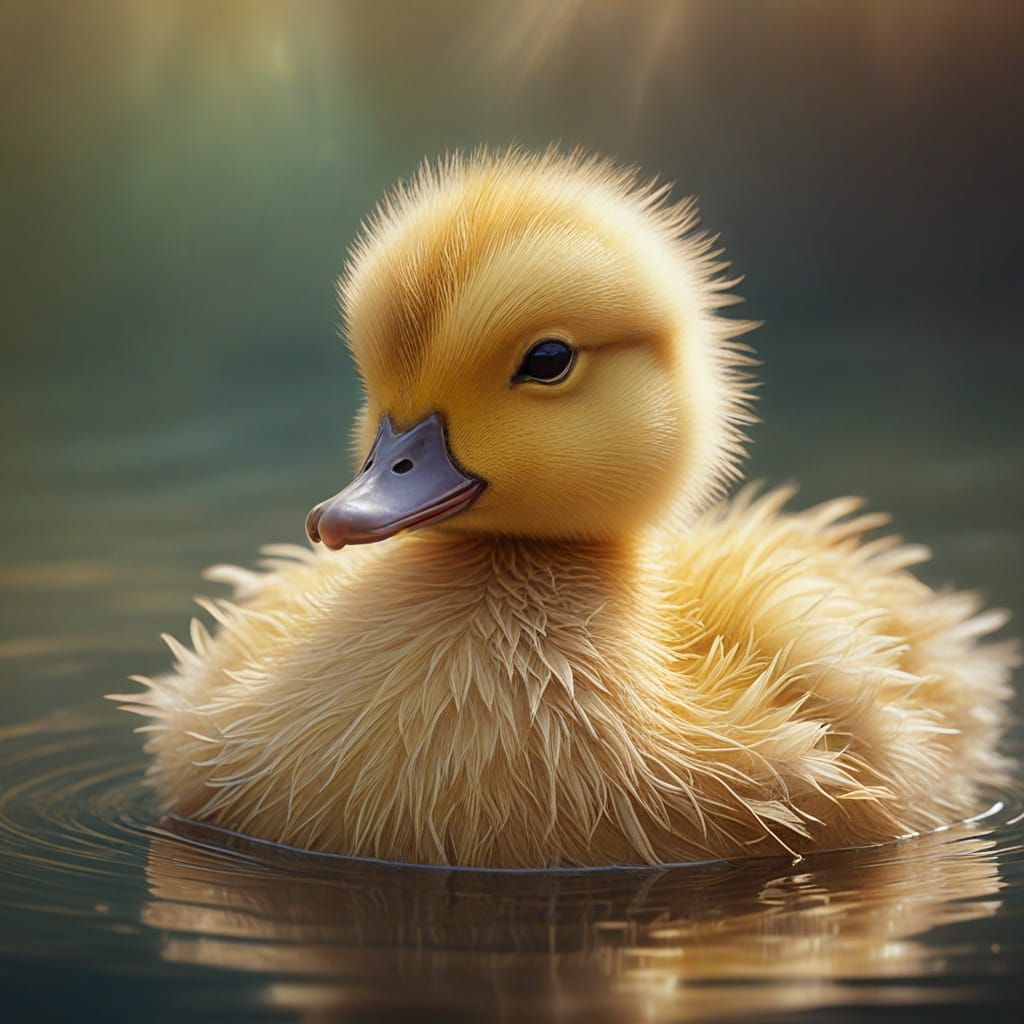 Duckling in Lace Dress: Whimsical Digital Painting