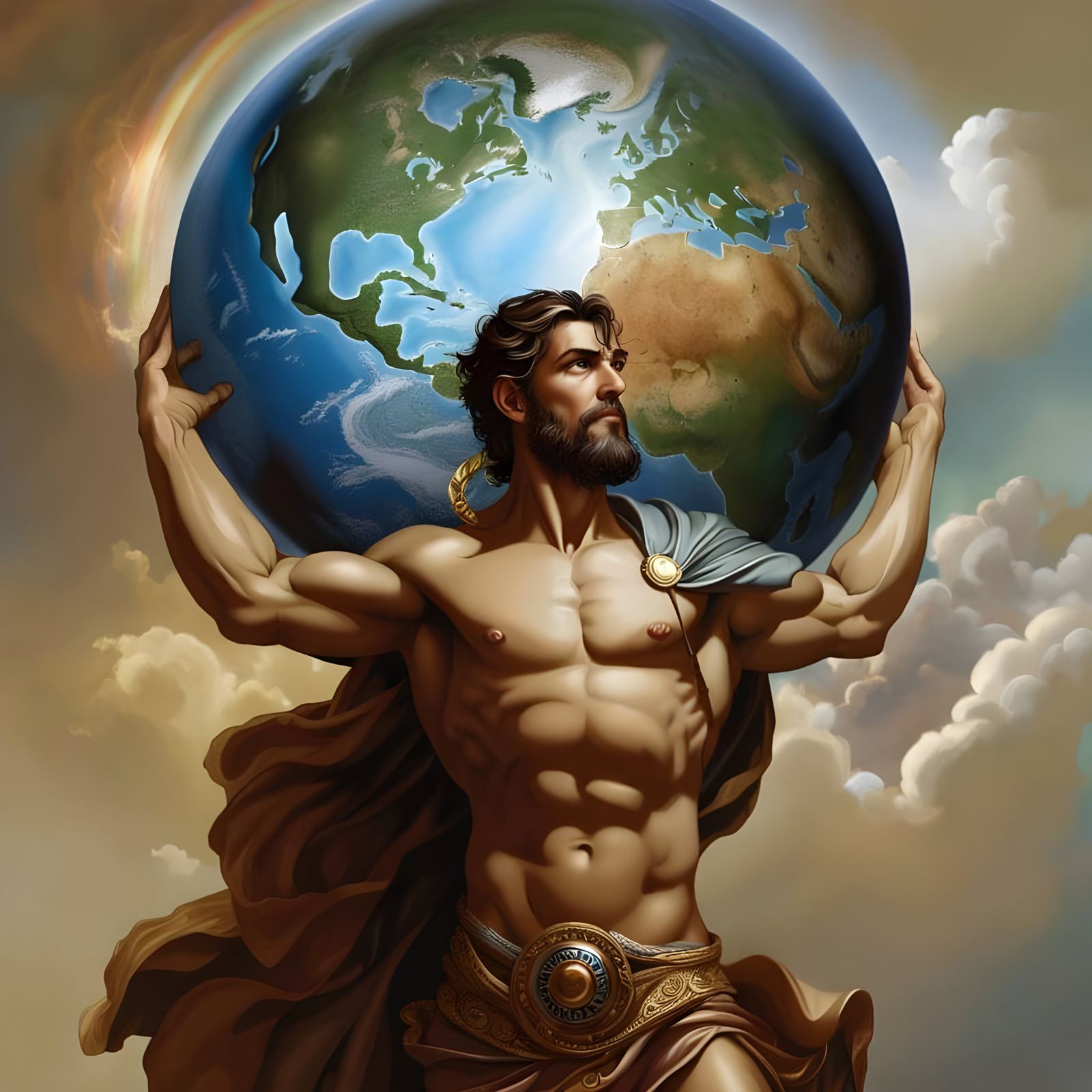 Atlas Carrying Earth: Hyperdetailed Digital Portrait