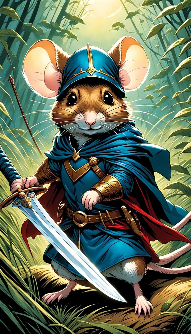 Brave Little Mouse with BIG Knife