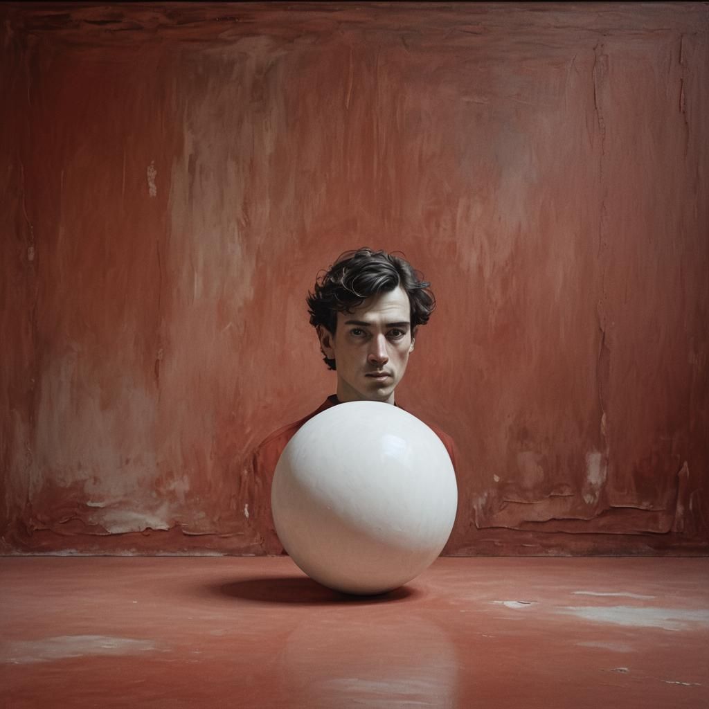 Metaphysical Sphere in Empty Red Room