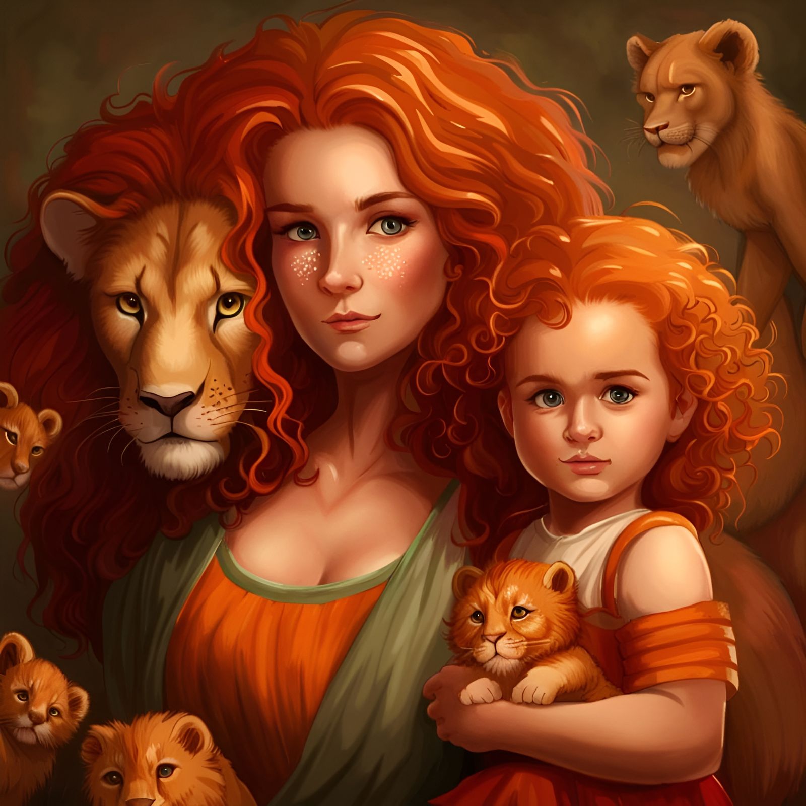 Leo Girl with Lions: A Vibrant Portrait