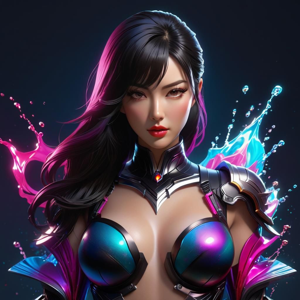 Hyperrealistic Full Torso Portrait in Splash Art Style