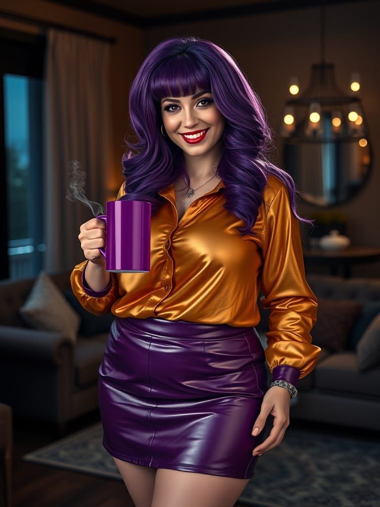 Sophisticated Woman in a Dark Living Room