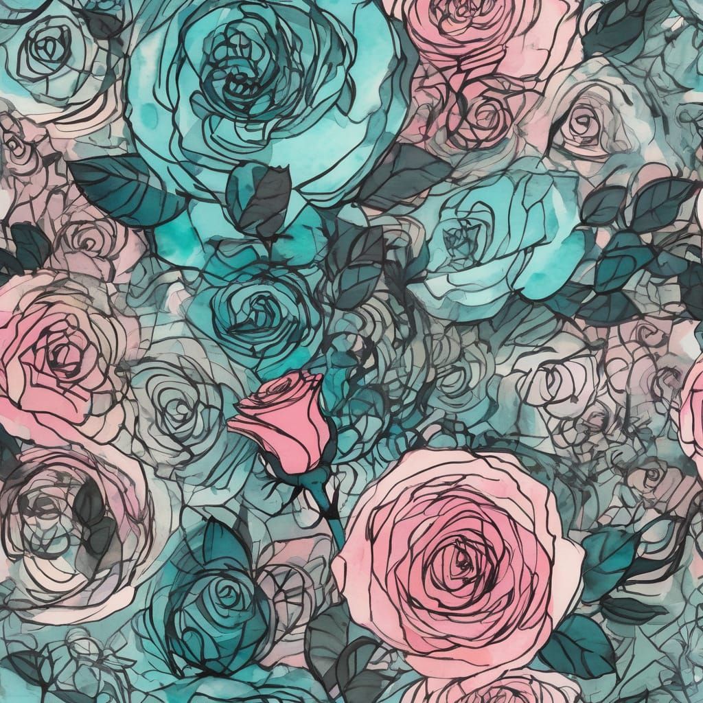 Expressionist Rose Sketch with Swirling Abstract Patterns