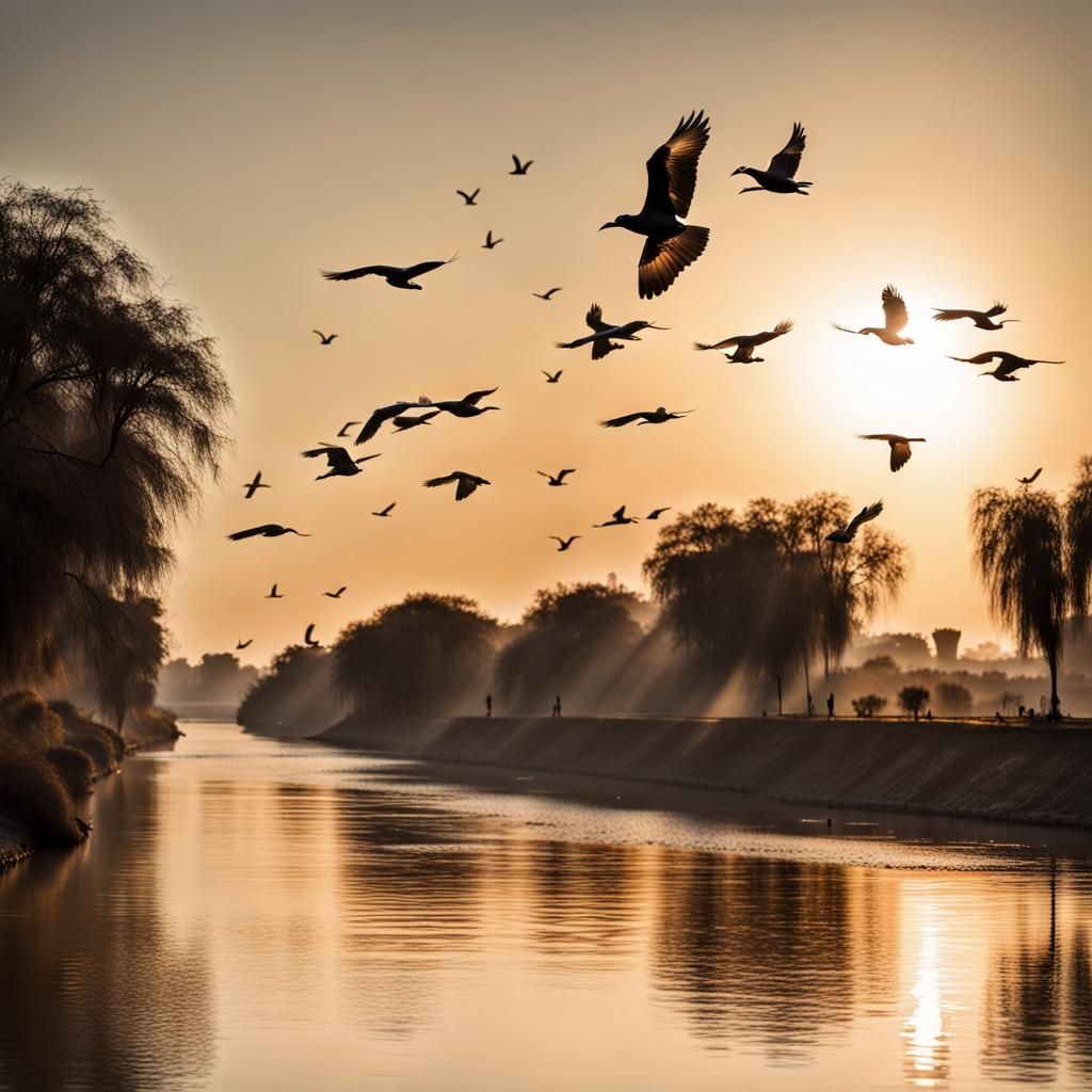 Babylon Rivers at Sunset: Professional Photography