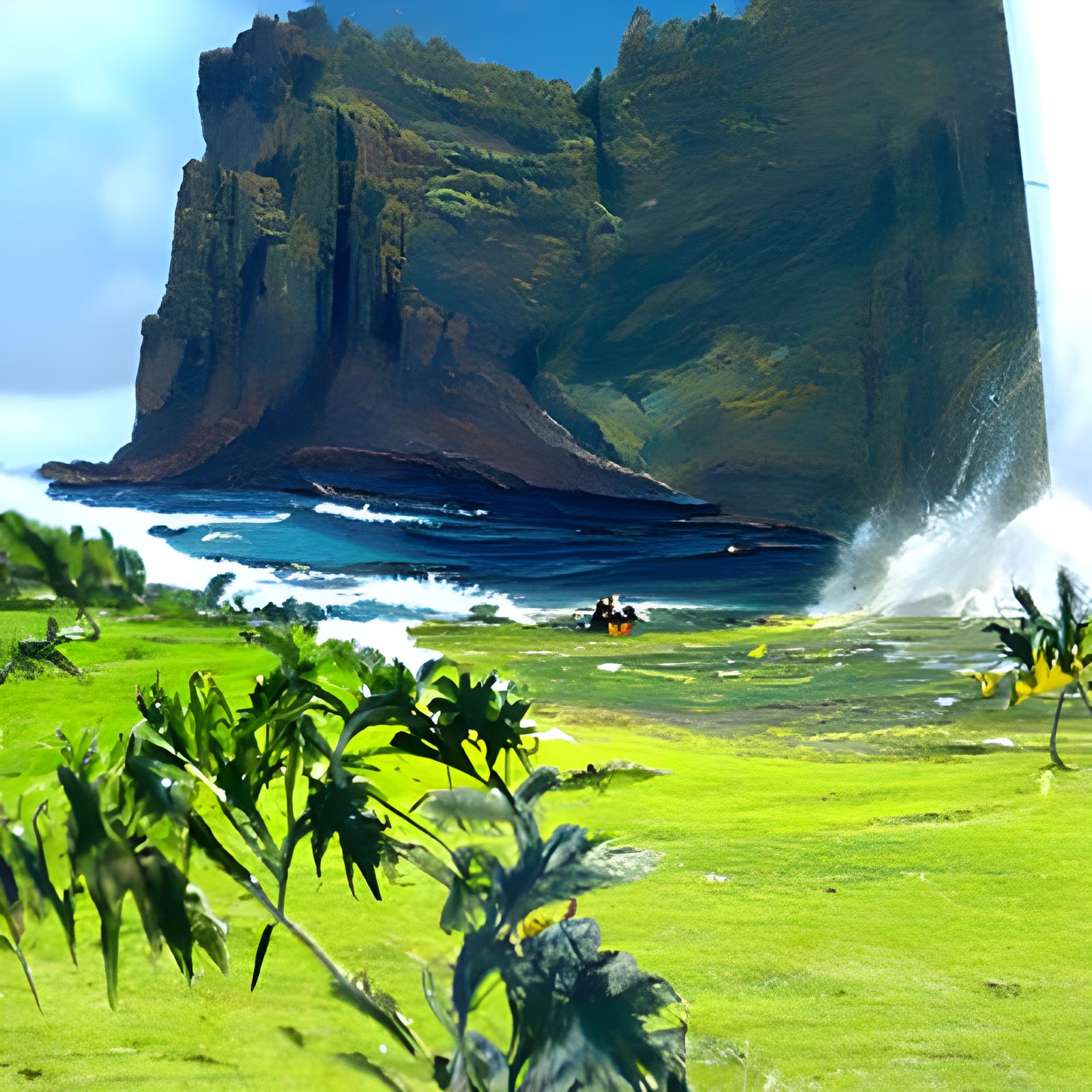 Lush Hawaii Landscape in Oil Painting Style