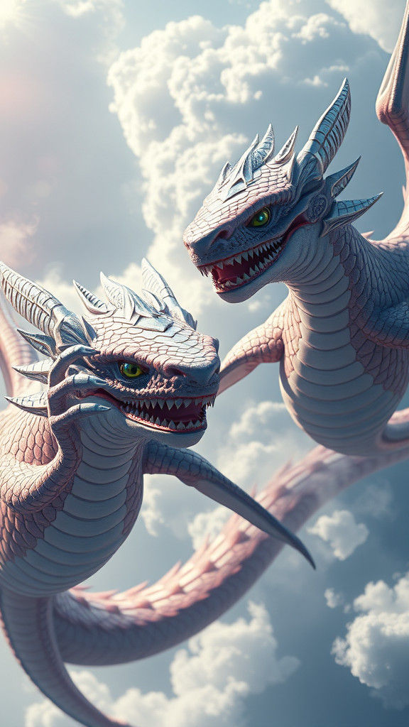 Majestic Shark Dragons Soaring, Anime-Inspired 3D Art