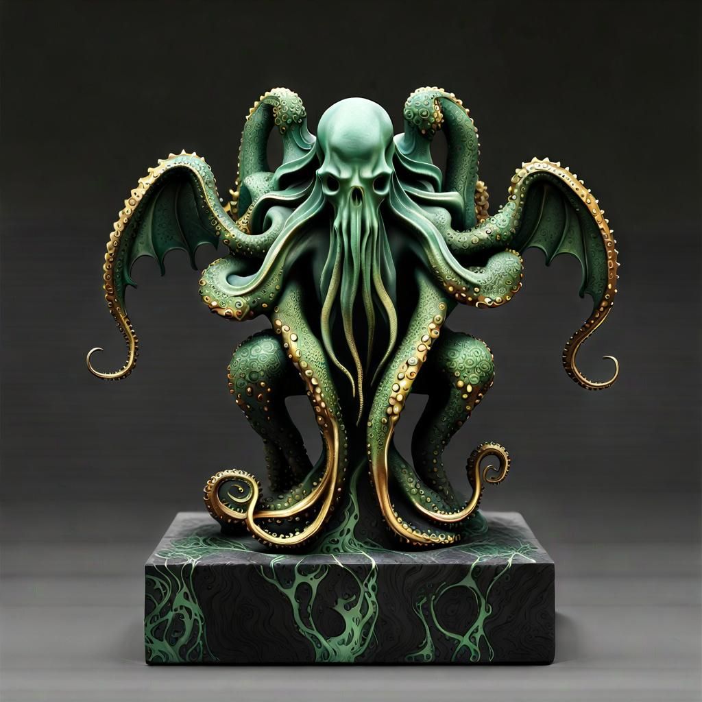 Cthulhu Statue in Cubist Gothic Style