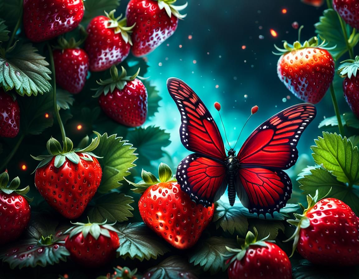 Red Butterfly & Strawberries