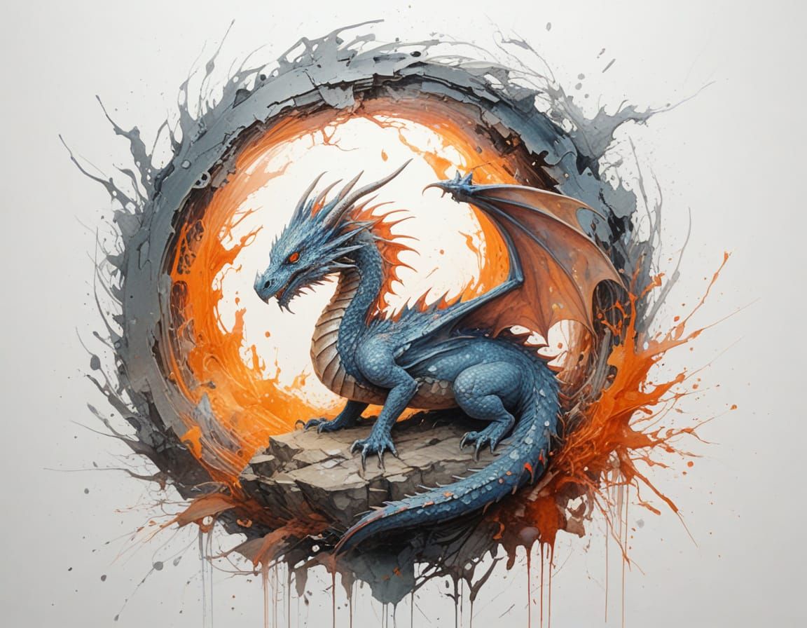 Dragon Guards Crystal in Fairytale Cavern with Fairies