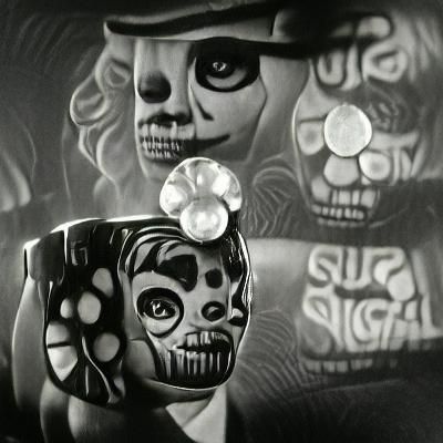Sugar Skull in Film Noir Style