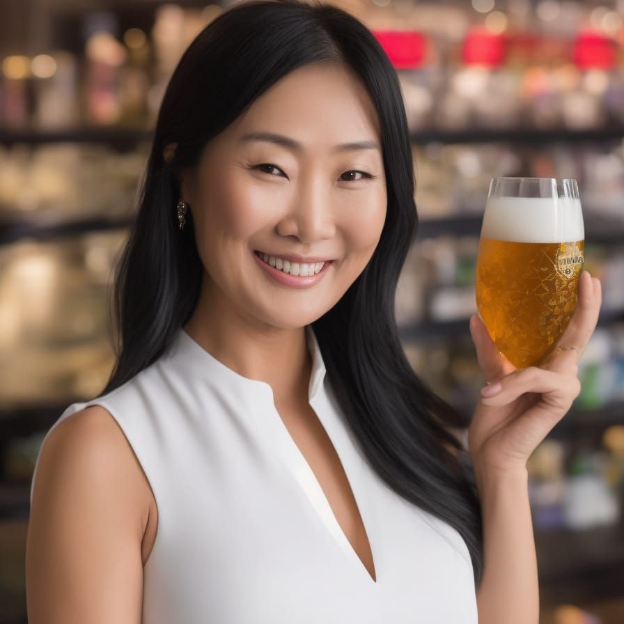 Attractive Woman with Beer in Digital Portrait