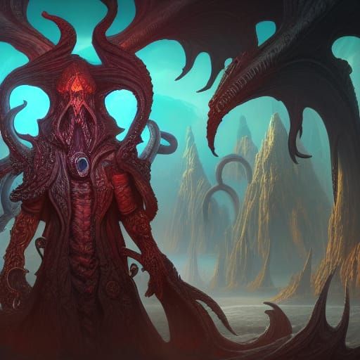 Detailed Illithid Matte Painting in Unreal Engine 5