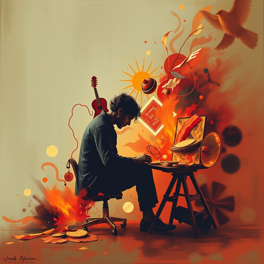 Abstract Expressionist Masterpiece in Solitude