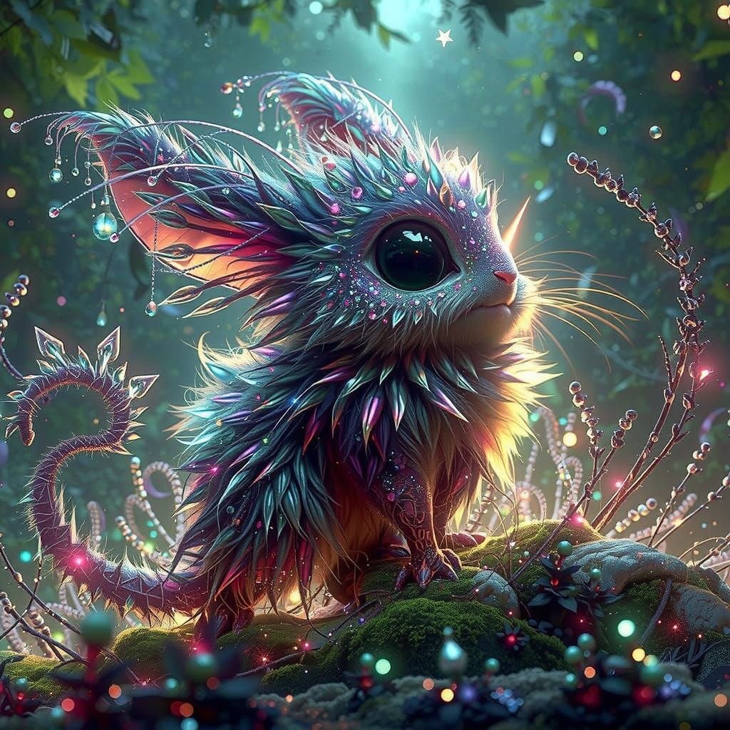Whimsical Critter Creature in Ethereal Forest