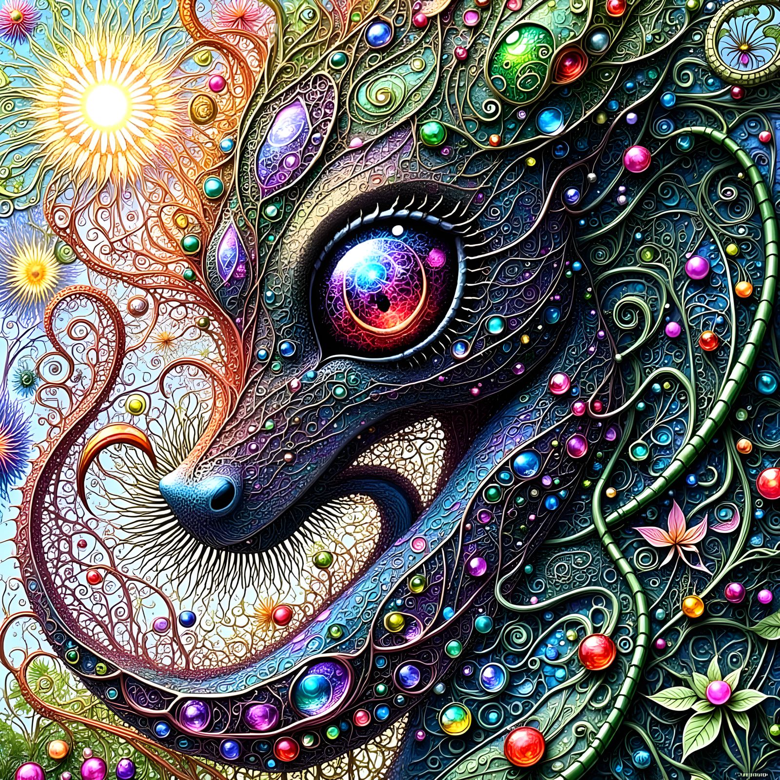 Whimsical Creature Playing Djembe Drum