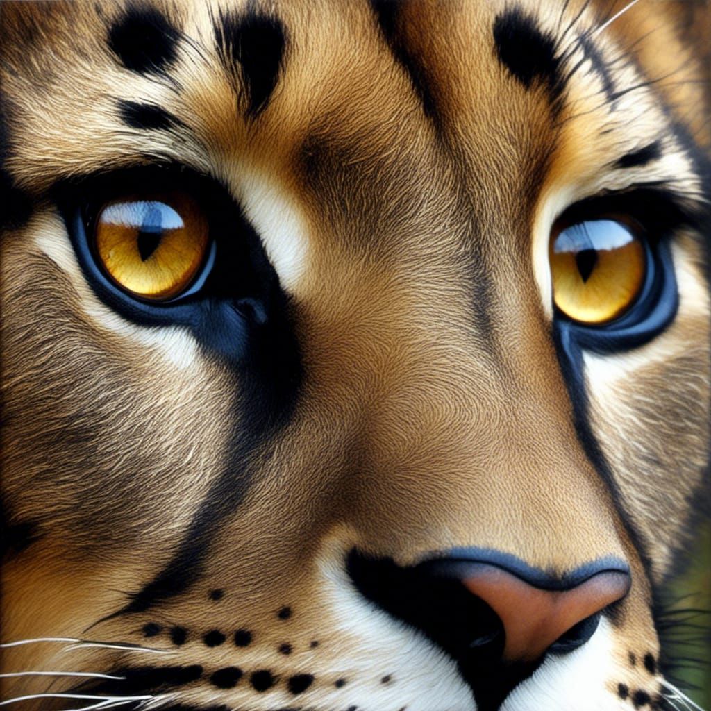 Cougar with Large Eyes in Splash Art Style