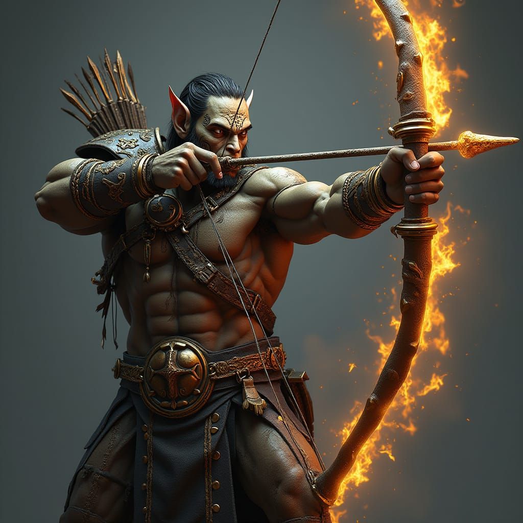 Warhammer Orc Archer Unleashes Magic Bow's Ancient Power