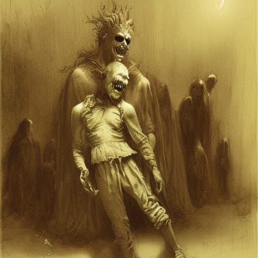 Creepy Clown in Gothic Horror Style