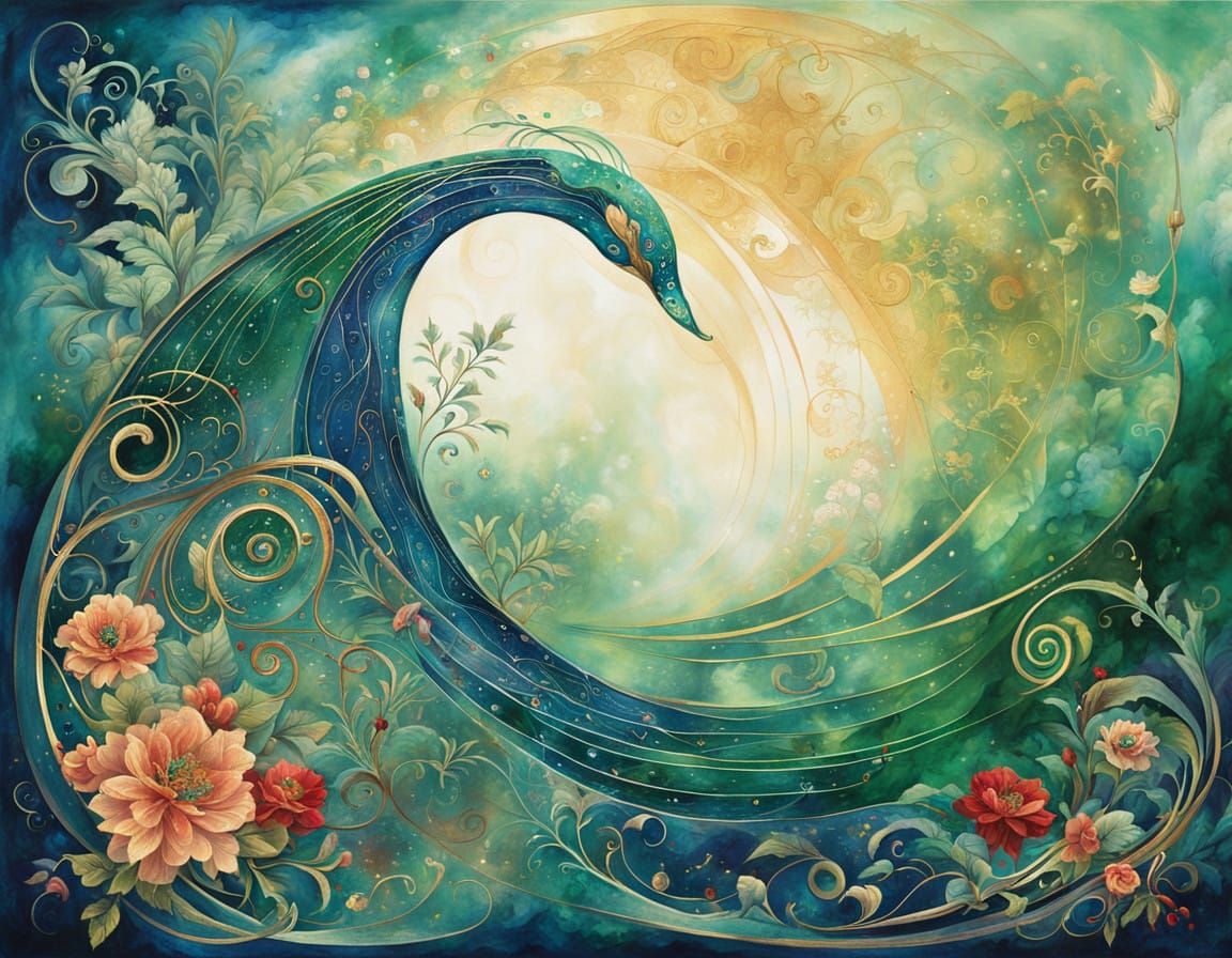 Enigmatic Figure in Opulent Robes Amidst Ethereal Aura