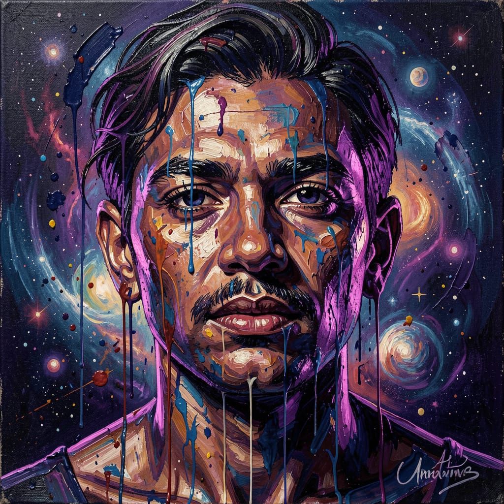 Soulful Portrait with Textured Acrylic Paint