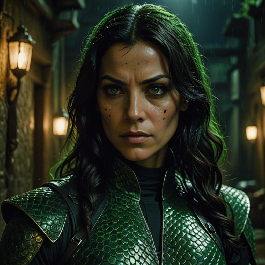 Tunisian Assassin with Green Eyes in Hyperrealistic Style