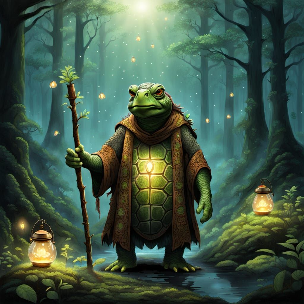Ancient Forest Spirit Turtle Shaman in Earthy Robes