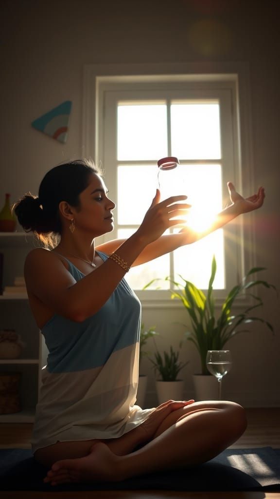 Indian Woman in Serene Morning Yoga Pose