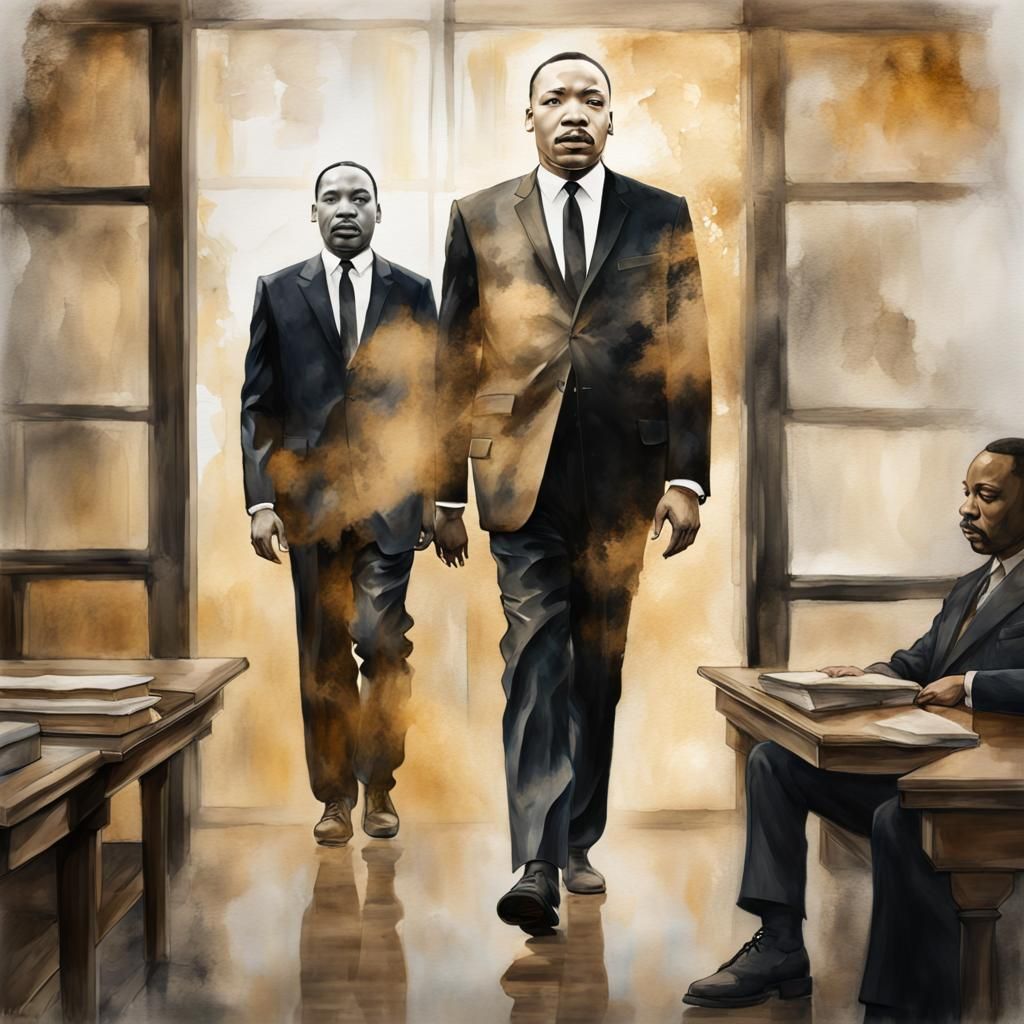 MLK Aspirations in Watercolor with 3D Effects