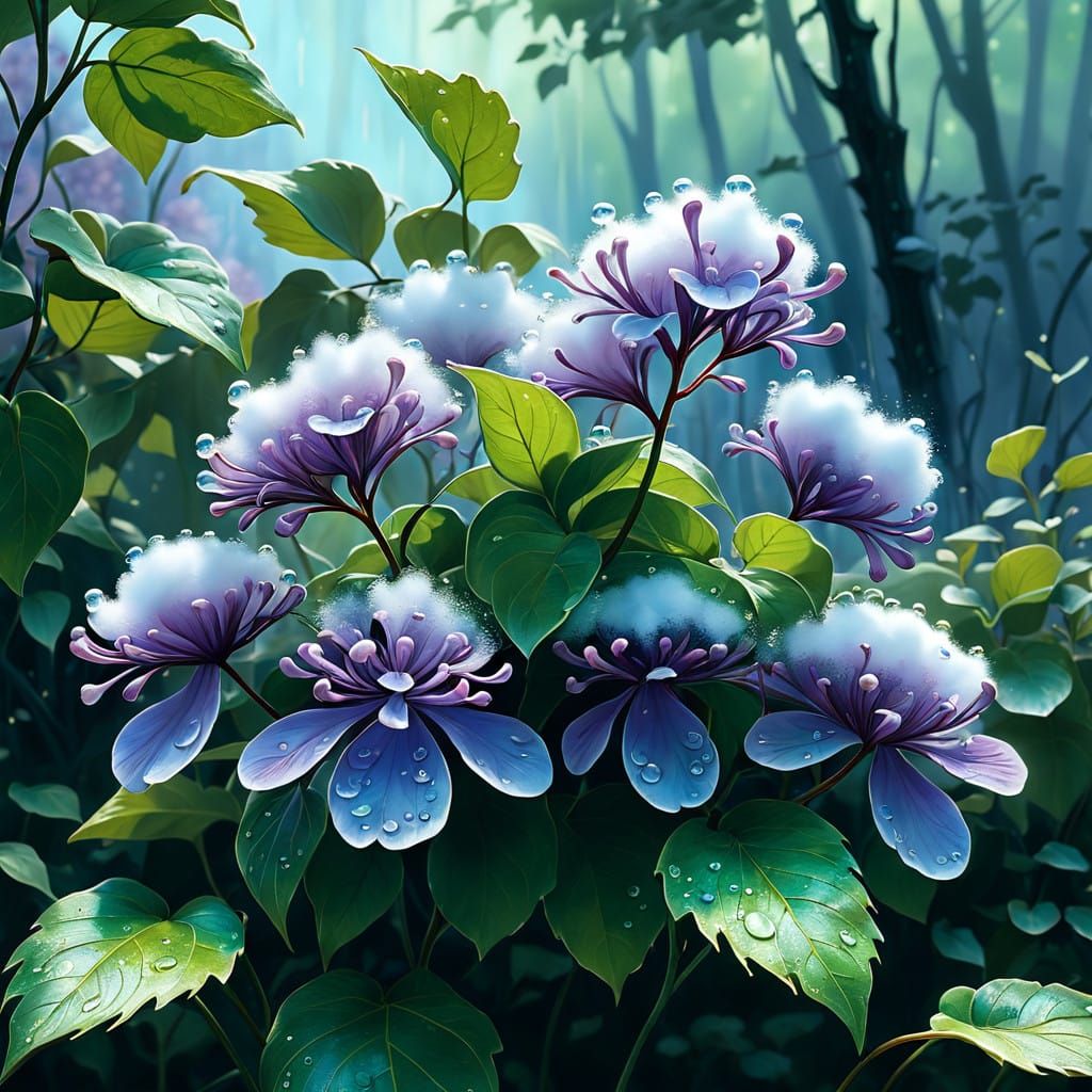 Luminous Blue and Red Botanical Masterpiece