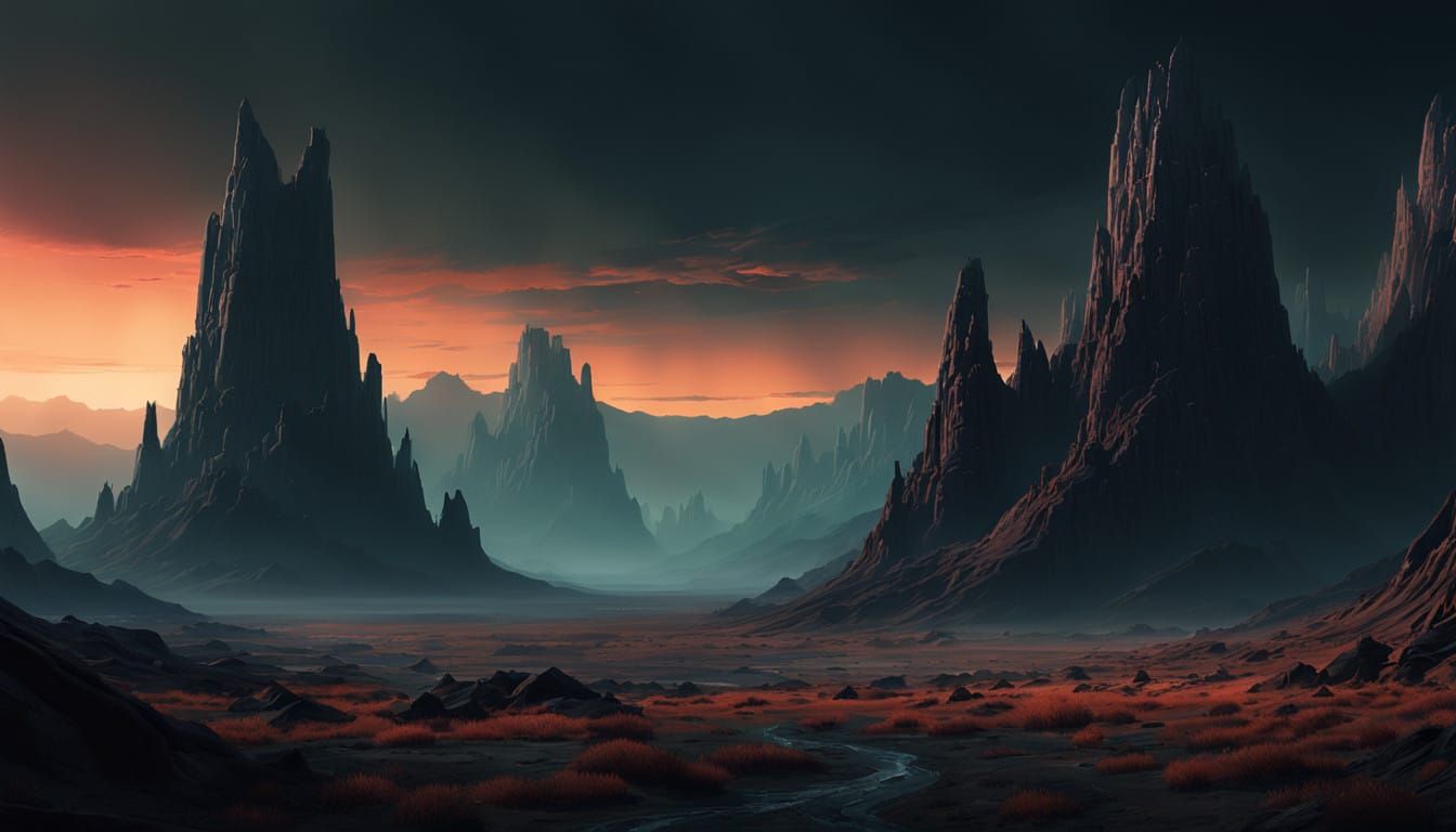 Ethereal, Twisted Planet Landscape in Dark, Sinister HDR