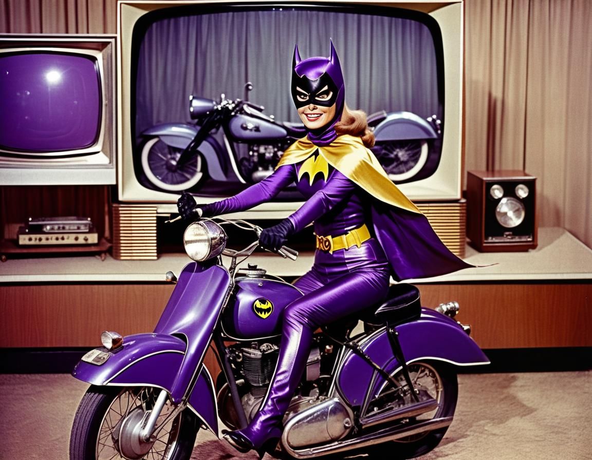 Batgirl Rides a Motorcycle in 1960s Style