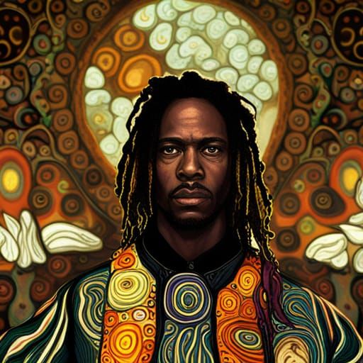 Psychedelic Goth Portrait of Man with Dreadlocks