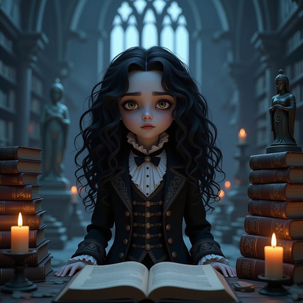 Goth Boy in Edwardian Attire, Dark 3D Rendering