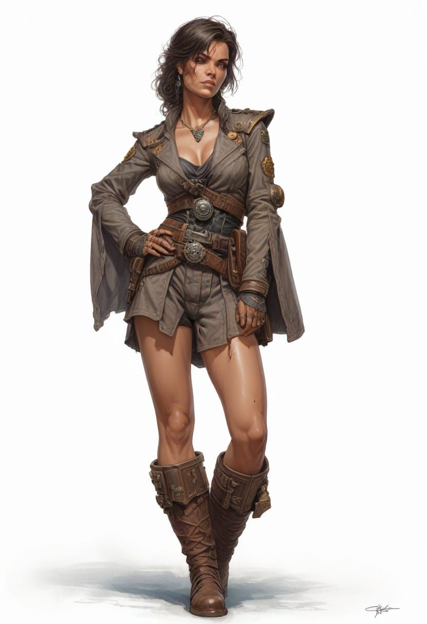 Tattooed Female Space Marine in Sci-Fi Style