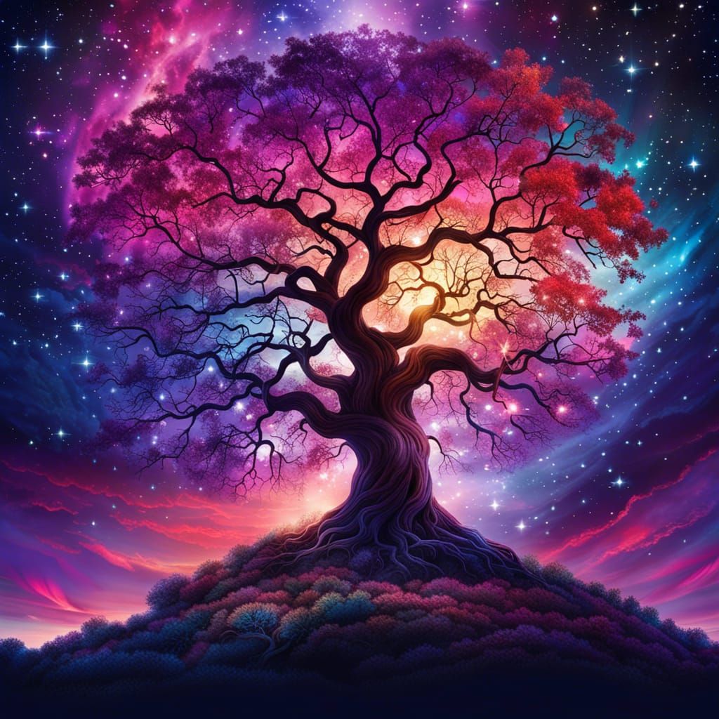 Nebula Oak Tree Digital Matte Painting