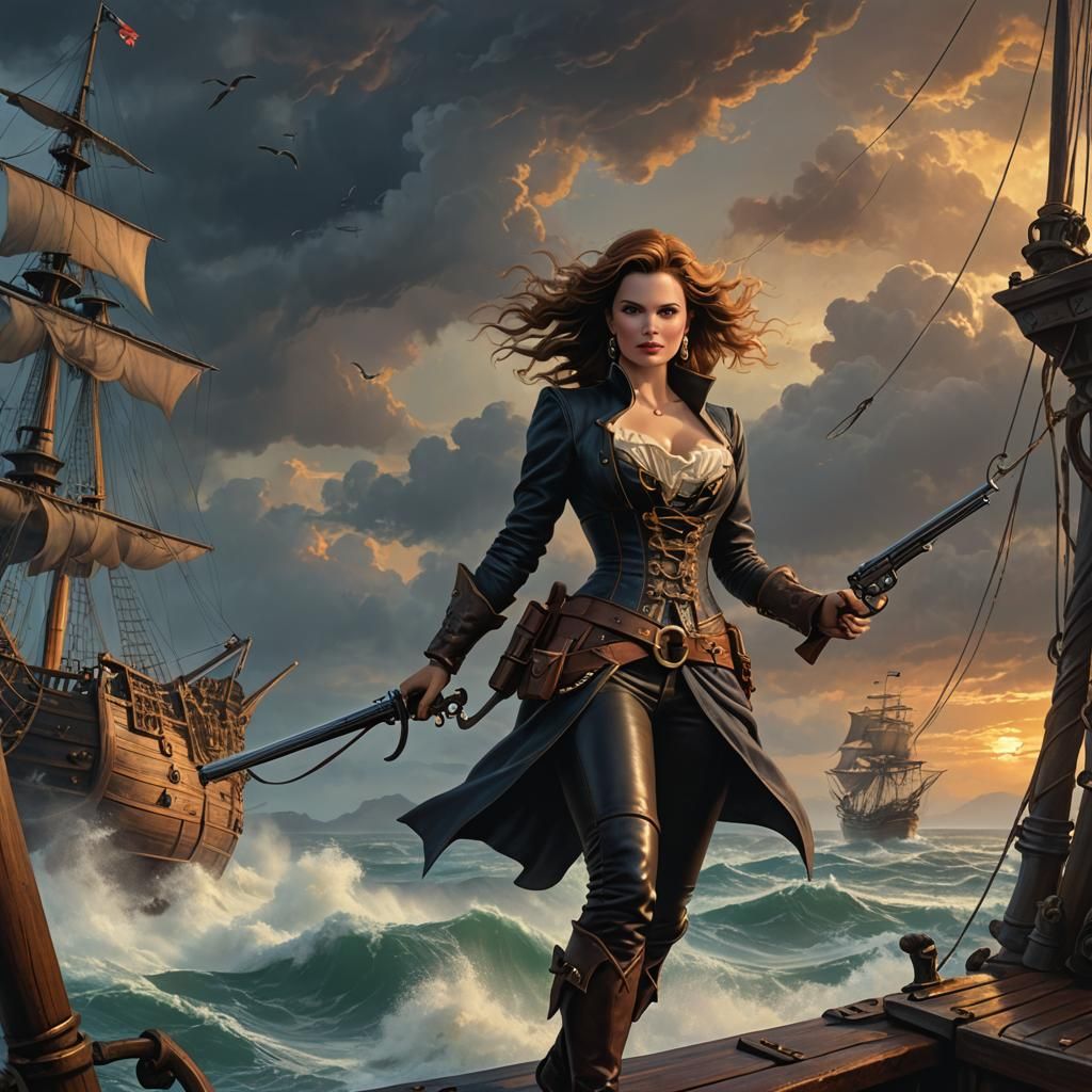 Pirate Queen Geena Davis in Digital Art Style