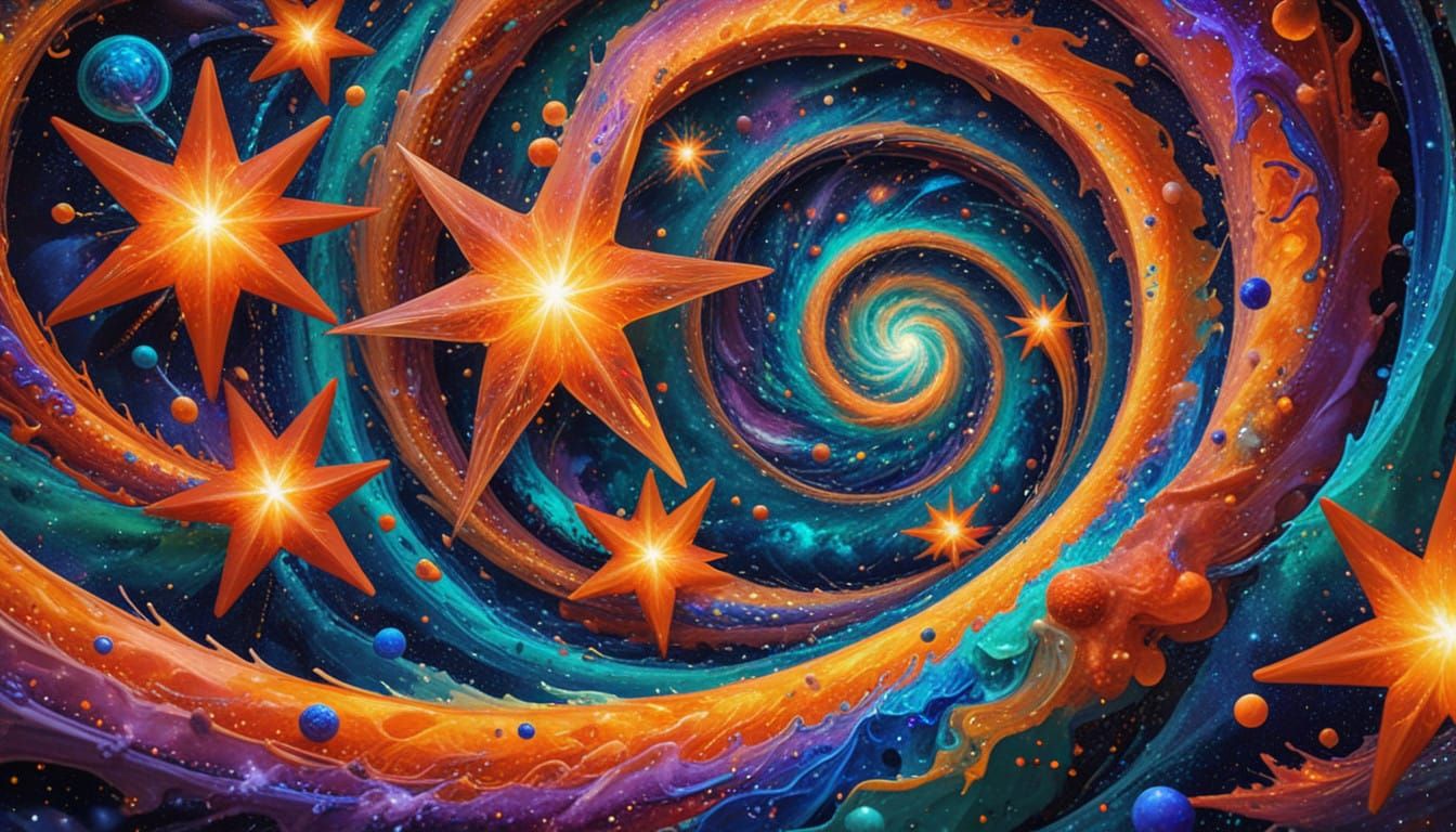 Magical Cosmic Whirlpool in Vibrant Oil Paint