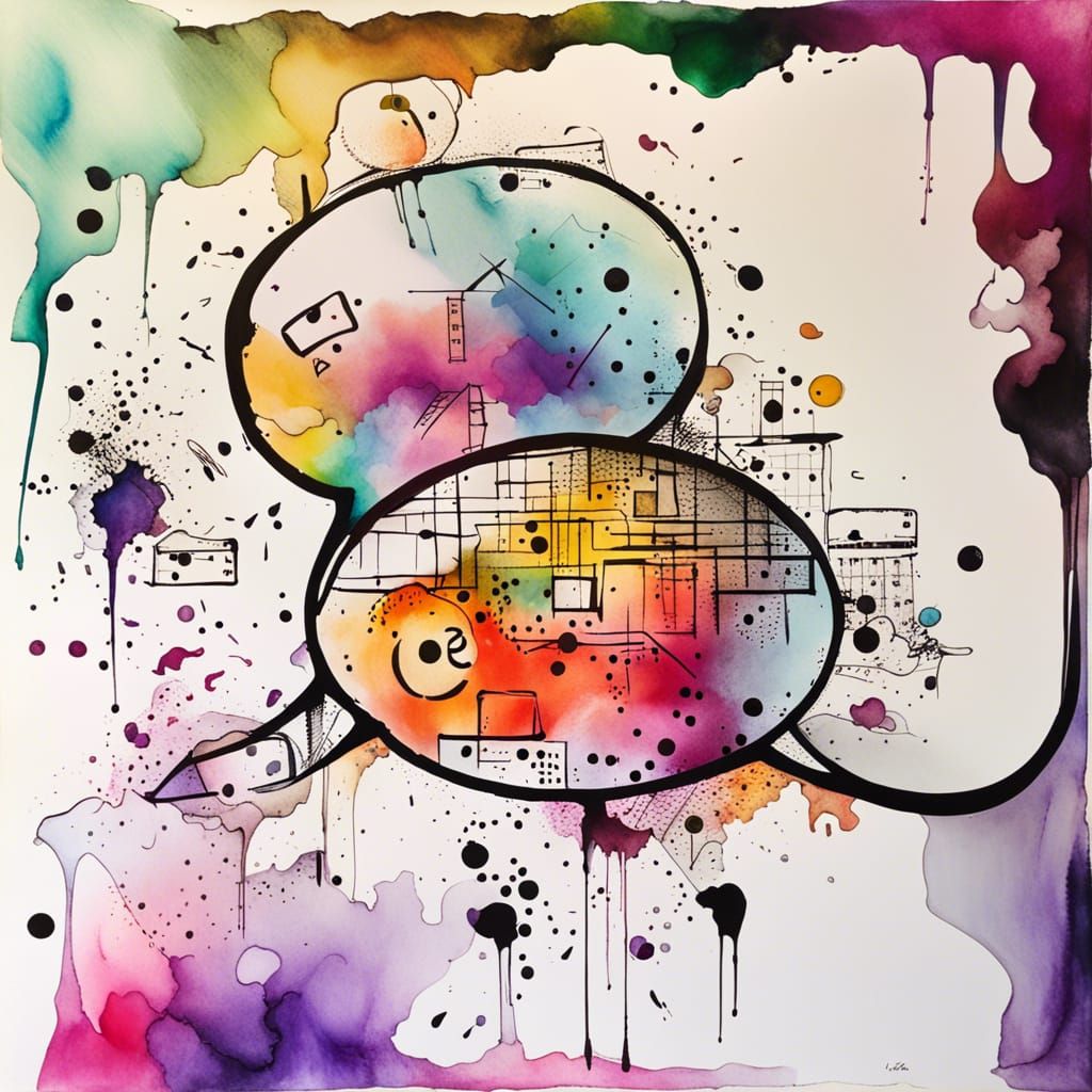 Math Equations Bursting from Speech Bubble in Alcohol Inks