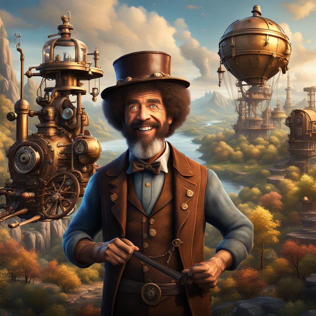 Steampunk Bob Ross: Detailed Matte Painting