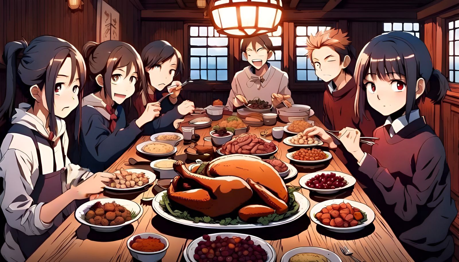 Anime Students Celebrate Thanksgiving Feast