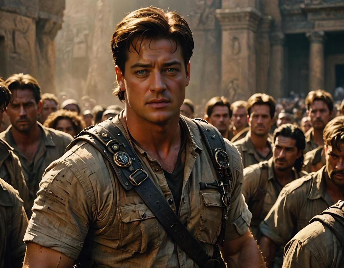 Hyperrealistic Film Still of Young Brendan Fraser