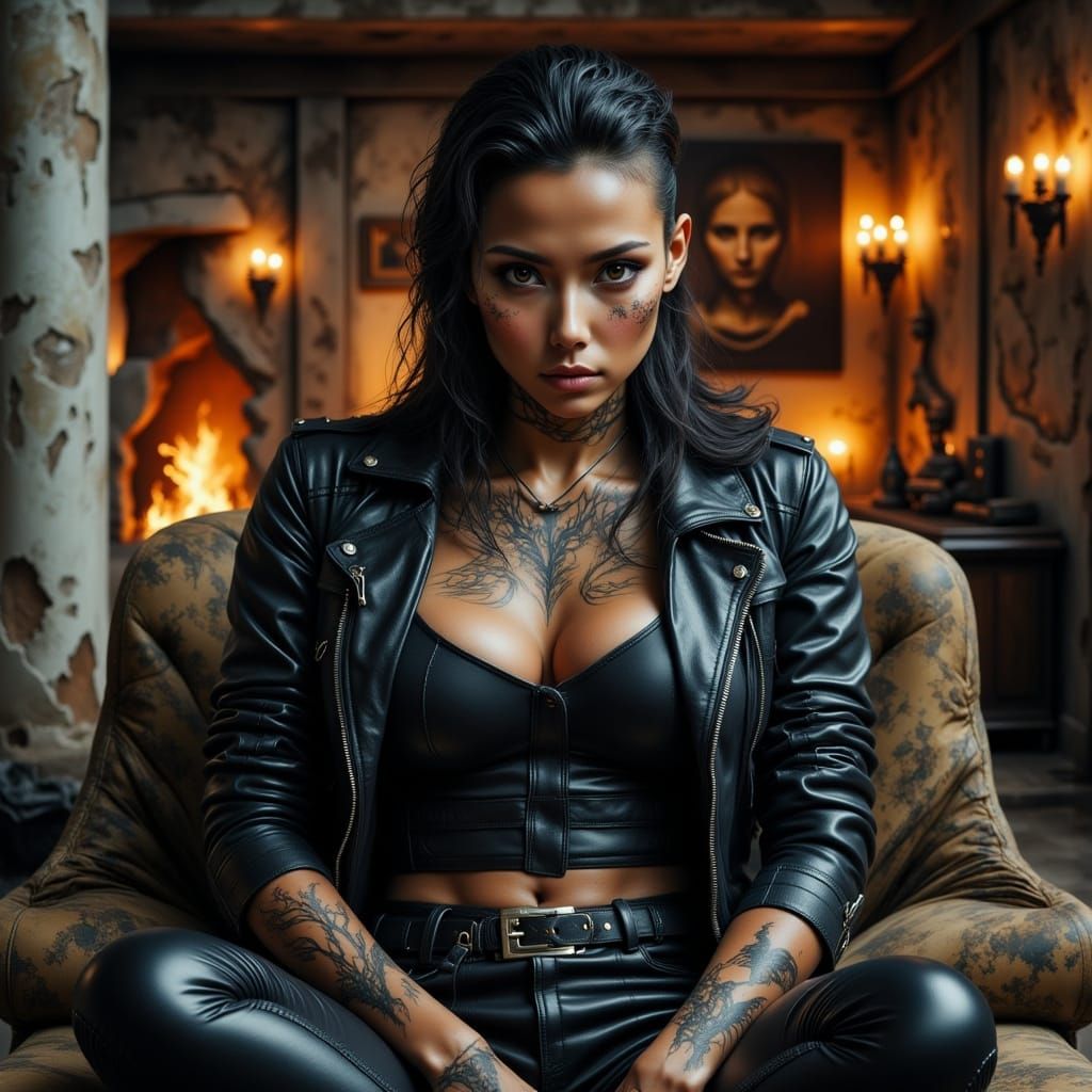 Tough Tomboy Mobster in Cyberpunk Vampire Shark Hybrid Style