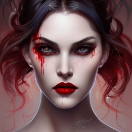 Vamp Portrait in Art Nouveau Style