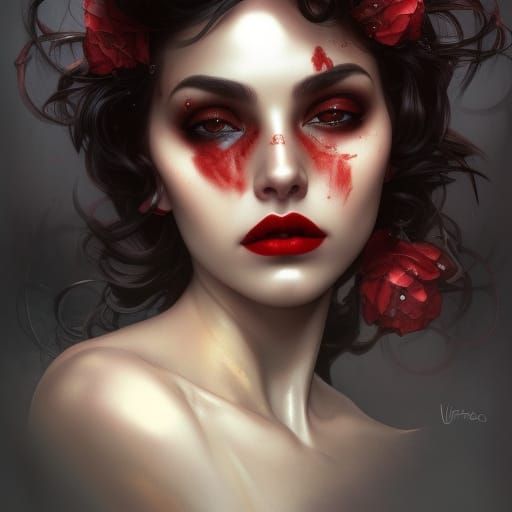 Lustrous Vampire Portrait in Hyperdetailed Digital Art