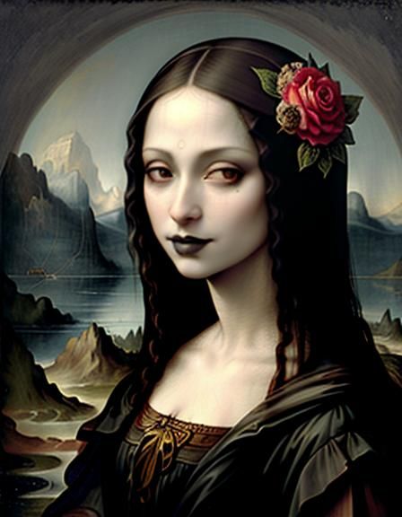 Gothic Mona Lisa: Dark and Mysterious Portrait