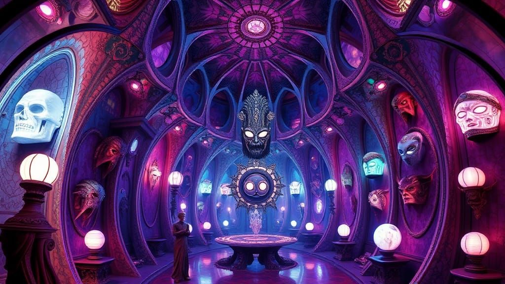 Mystical Masks in Surreal Mythsonian Institution Wing