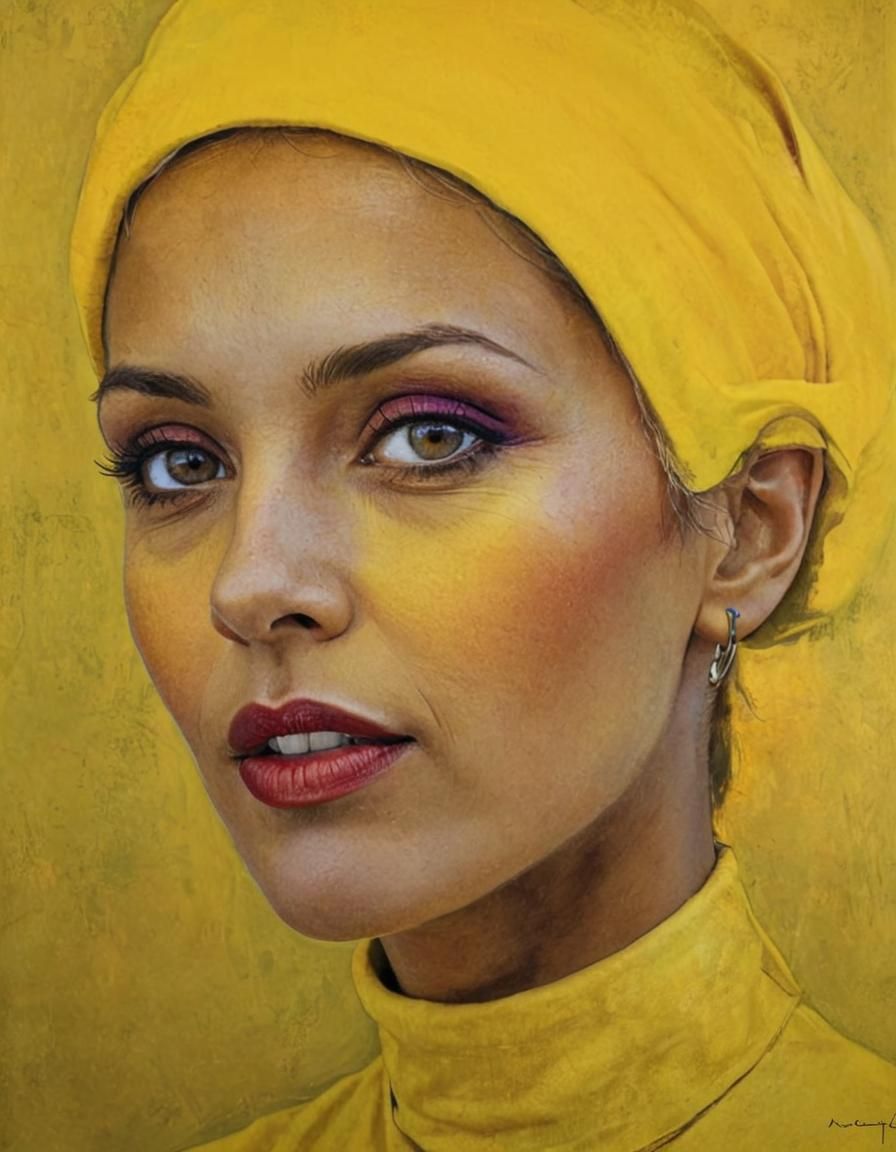 Charming Lady's Portrait as Impasto Painting