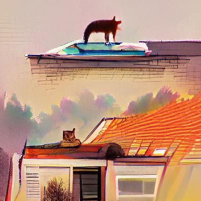 Cat Silhouette on Rooftop at Sunset